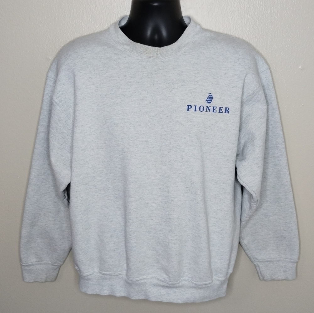 Vtg 90s Pioneer Schooner Sailing Adult Large Sweatshirt USA Crew Neck Gray FOTL